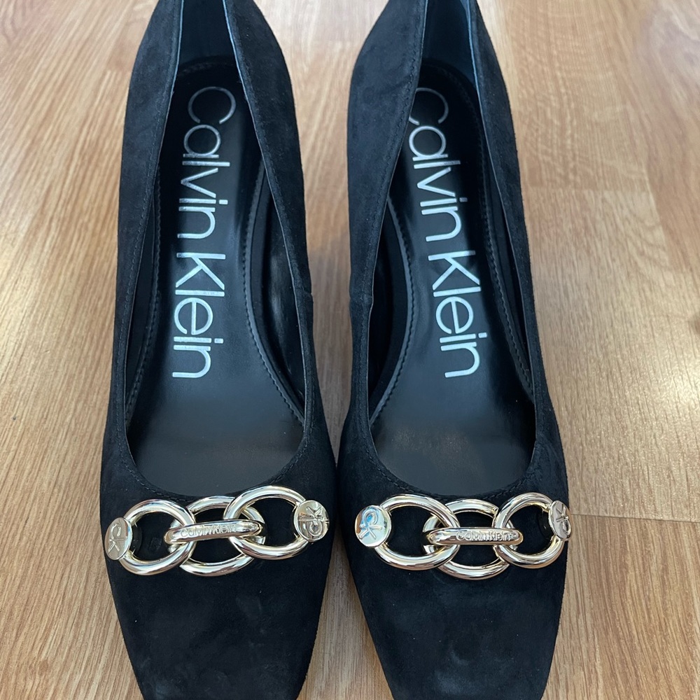 Calvin Klein Brita Square Toe Pump, Size 8 in Black 001 at Nordstrom